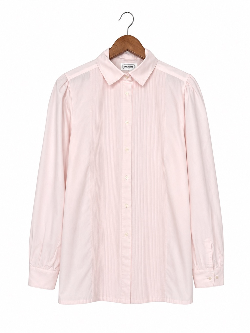 Vintage Mr. Witt Pink Pintuck Pleated Button Down Long Sleeve Blouse 10